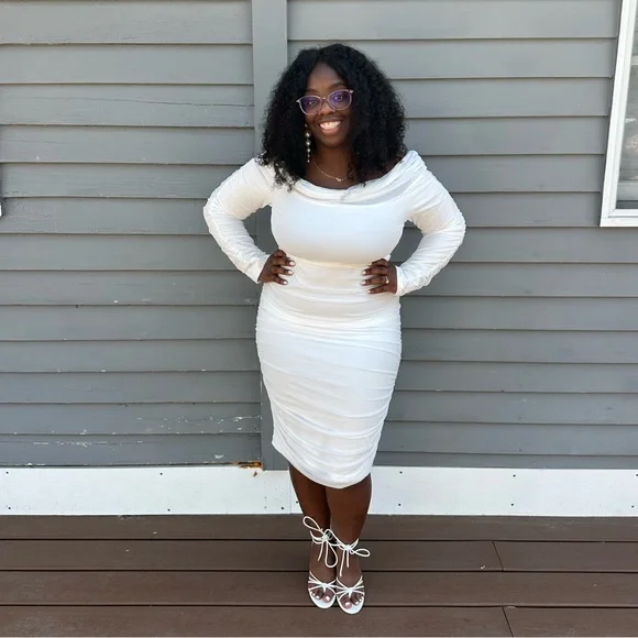 Dresses | White Long Sleeve Classy Dress | Poshmark
